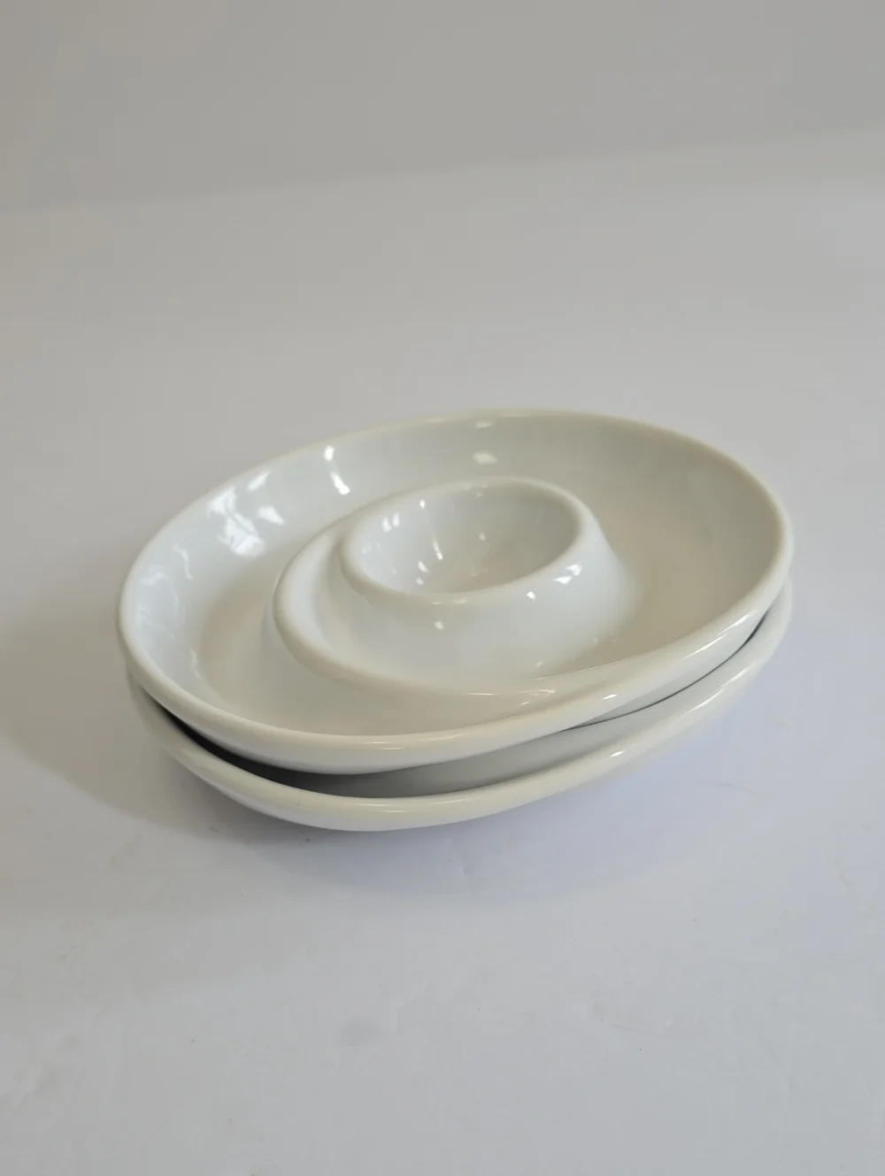 Vintage Pottery Barn Set Of 2 Swirl Appetizer Dipping Plates White Stackable